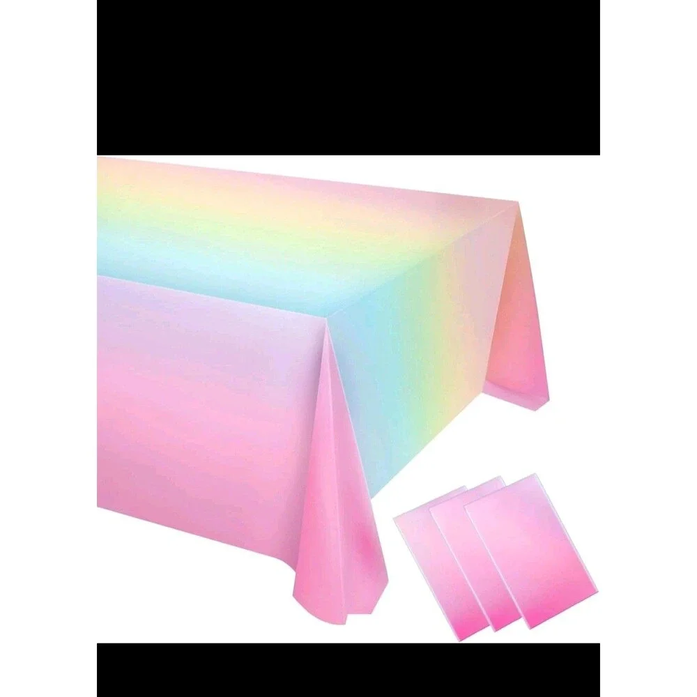 2 Pack of Ombre Pastel Rainbow Party Tablecloths 54